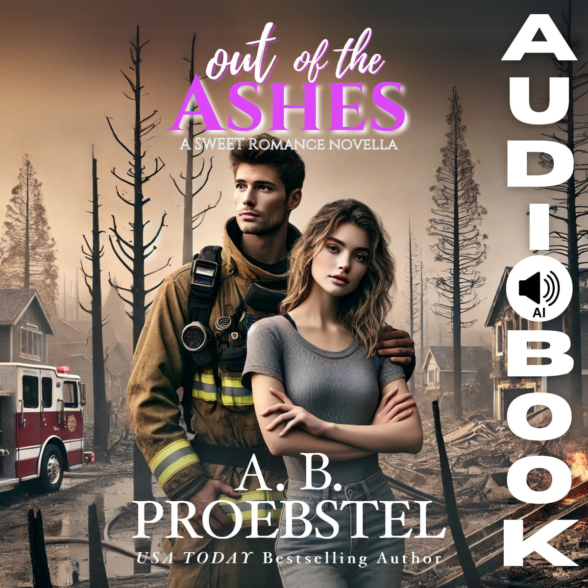 Audiobook cover for 'Out of the Ashes' by A. B. Proebstel