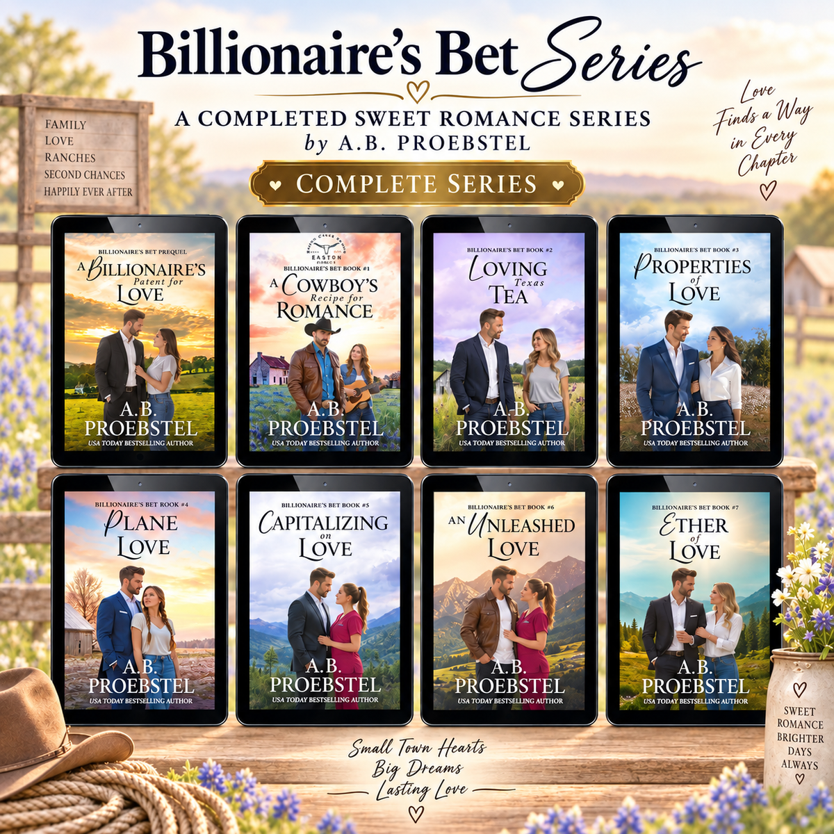 Promotional graphic for the 'Billionaire's Bet Series' by A.B. Proebstel